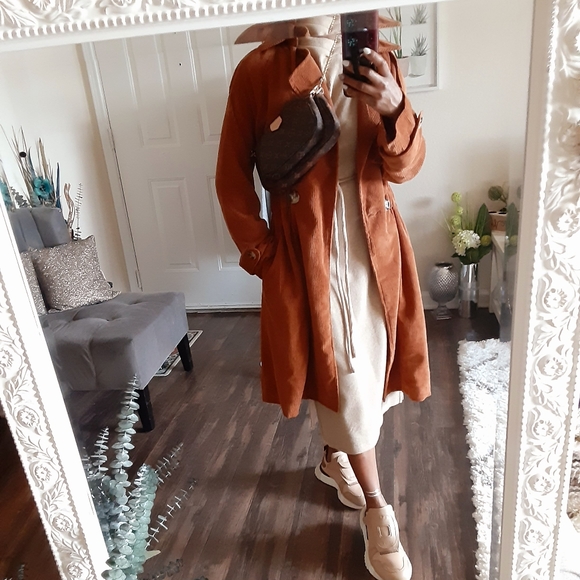 Brown Corduroy Pocketed Lapel Coat Size Small - Picture 6 of 10